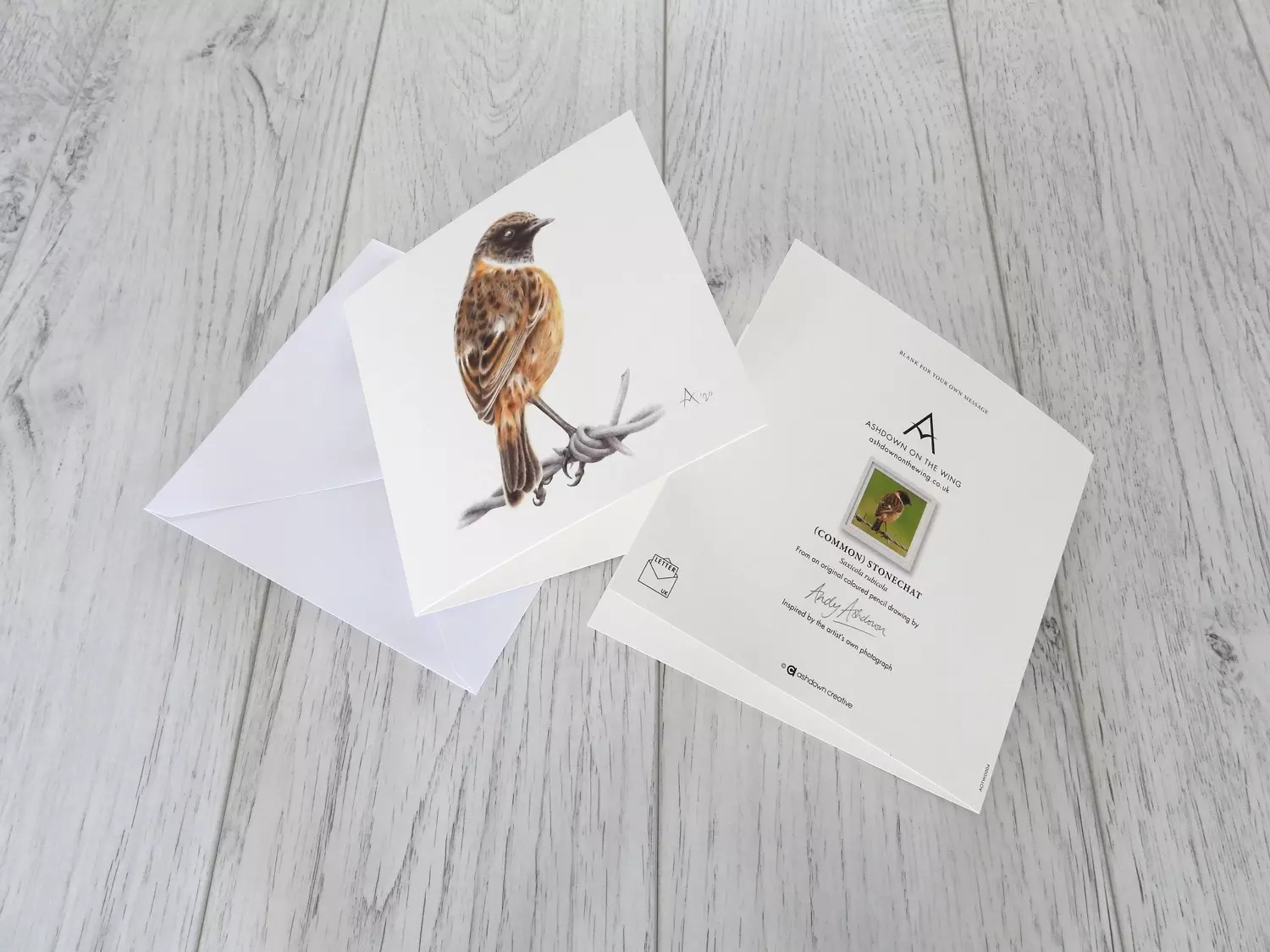 Stonechat Greetings Card and Envelope